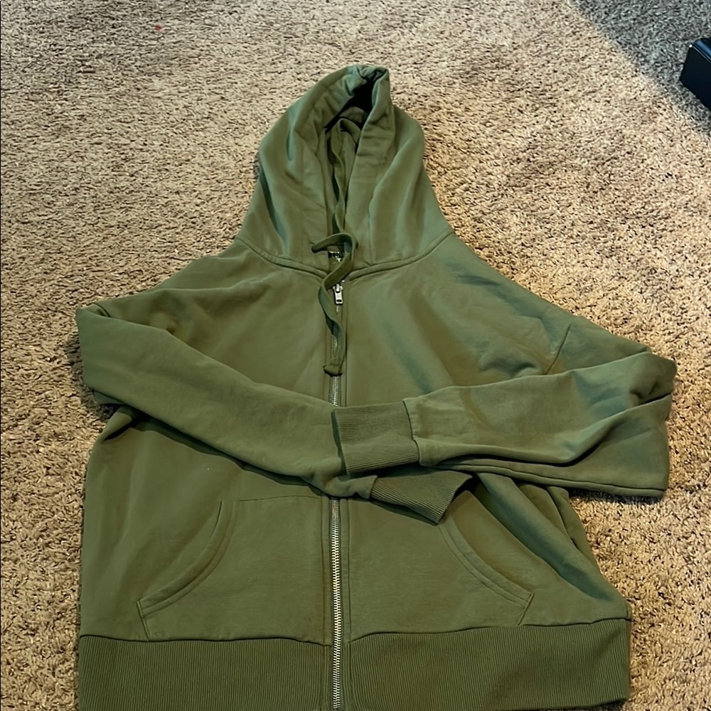 Green Zip-Up Hoodie Time and Tru Size Medium